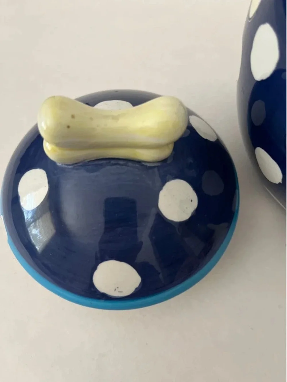 Hausenware Dog Treat Biscuit Bone Canister Cookie Jar Hand Painted Ceramic